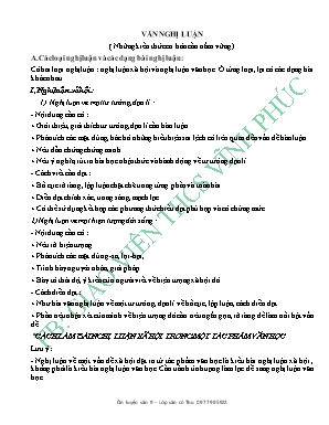 Ôn luyện Ngữ văn Lớp 9 - Văn nghị luận - Cô Thu